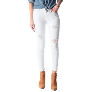 LIKE NEW - 7fam White Distressed Anke Skinny Jeans
